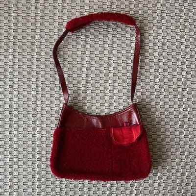 MIU MIU FW1999 Archive Enameled Leather Mouton Shoulder Bag MIU MIU FW1999 Archive Enameled Leather Mouton Shoulder Bag