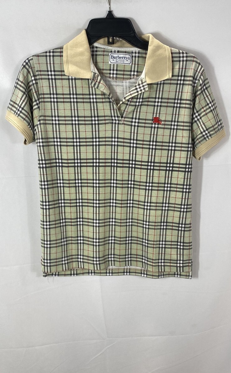 Vintage 90s Burberrys Women's Polo Shirt Nova Check Plaid Short