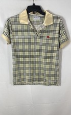 Vintage 90s Burberrys Women's Polo Shirt Nova Check Plaid Short Sleeve Sz M