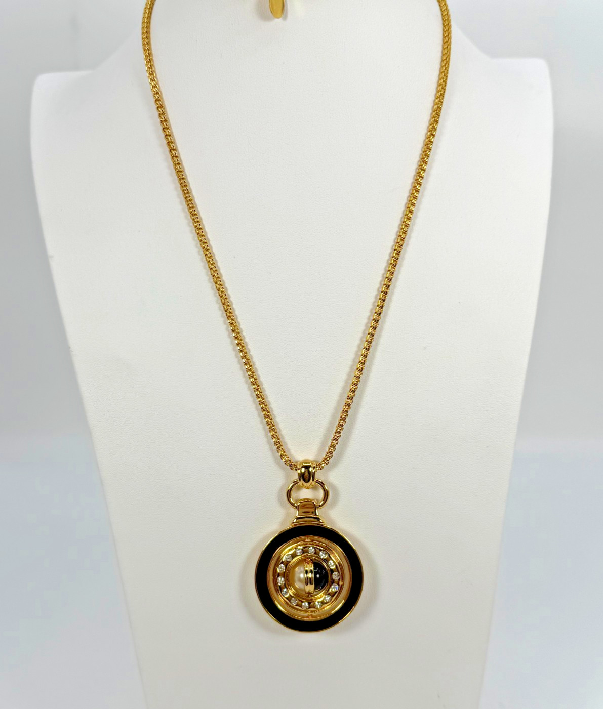 VTG KJL Kenneth J. Lane Pendant Necklace Gold Ton… - image 1