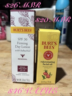 2 Pc Skincare Bundle Burt s Bees Firming Lotion And Oil $46 MSR