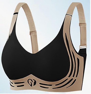 Full Coverage Bras Seamless Wireless Bra for Everyday. Black/Tan. Size XL NEW