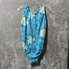 Ocean Aqua Shape Swimsuit Womens 42 16 Blue Floral One Piece Athletic Swimwear