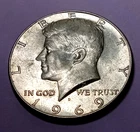 1969-D Kennedy Half Dollar 40% Silver, @ BELOW MELT*