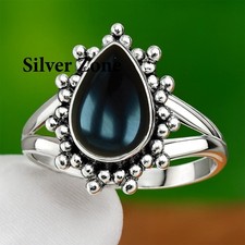Black Onyx Gemstone 925 Sterling Silver Handmade Jewelry Ring Size 5 to 13