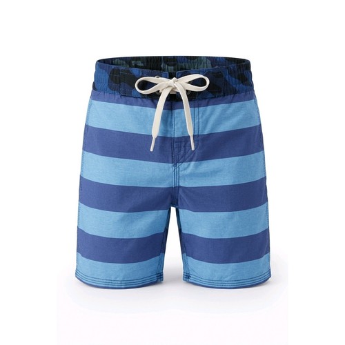 Hanna Andersson Boys Blue Striped Camo Waistband Swim Trunks Board Shorts Size 4