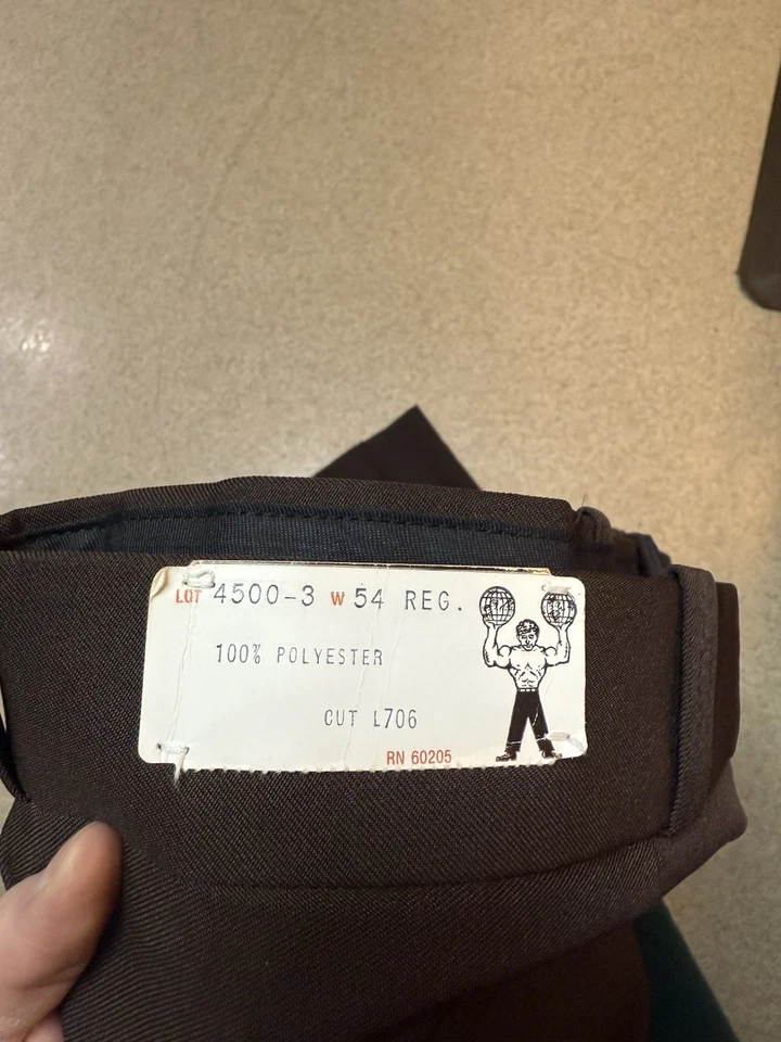 NWT Vintage Hercules Men's Uniform Trousers Pant Brown Sz 54 Reg Polyester - Image 4 of 4