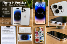Apple iPhone 14 Pro Max 256 GB Silber – Top Zustand – OVP und Zubehörpaket
