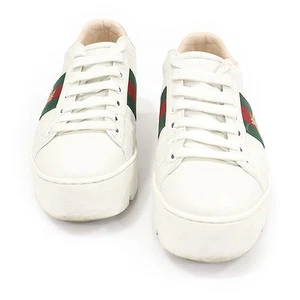 Baskets femme Gucci cuir blanc WEB plateforme brodée abeille as 35 105856791