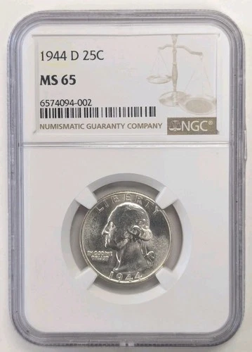 1944 D Washington Quarter NGC MS 65  #Z268  Look Close At Pics