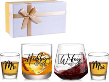 Wedding Gifts for Couples 2026, Bridal Shower Gifts, His and Hers Glass, Mr and