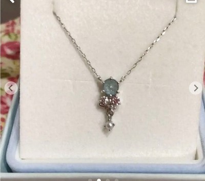 Kanal 4°C Disney Arielle 10K Weißgold Halskette Aquamarin Perlen Schmuck