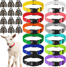 12 Pack Goat Collars with Bells, Cow Horse Sheep Grazing Copper Bells and Adjust