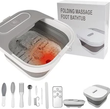 Collapsible Foot Spa with Heat Massage Rollers Bubble Pedicure Kit