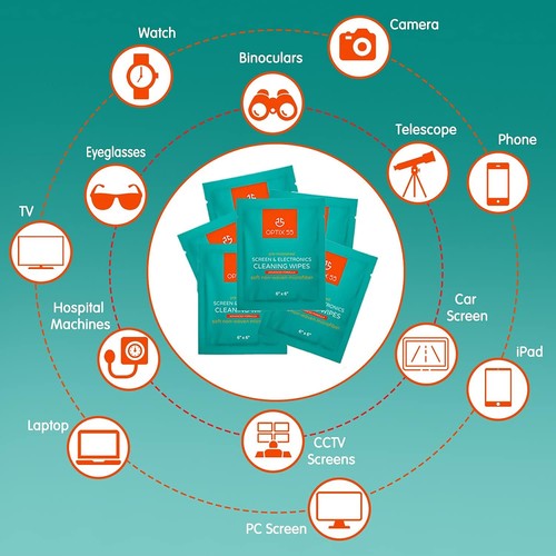 Screen & Electronic Cleaning Wipes | Pre-Moistened Individual Wrapped (6" x 6... - Picture 3 of 8