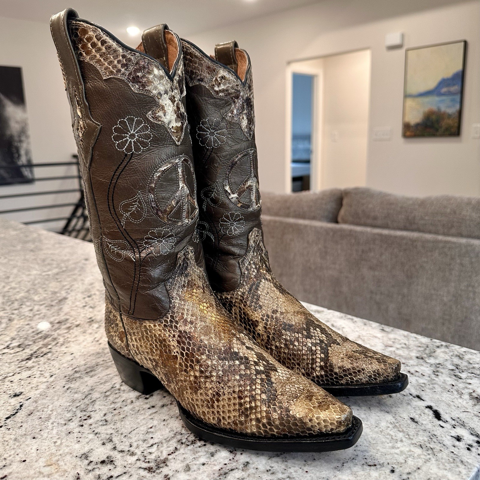 Resistol by Lucchese Python Boots 7 B Womens Cowg… - image 1