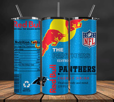 Carolina Panthers Stainless Steel Football NFL Tumbler  Straw-20 Oz NRG Drink