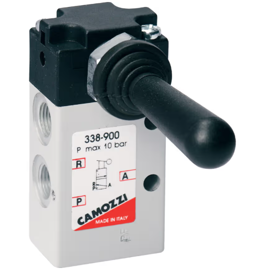 Camozzi 338-900 3/2 Bi Stable,1/8 Bsp Lever Valve, 2 Position ,Panel Mountable