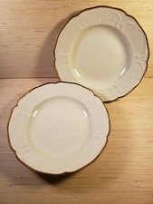 ROSENTHAL JENNIFER SANSSOUCI (2) DINNER PLATE-DEEP PLATE- IVORY w/GOLD BAND 