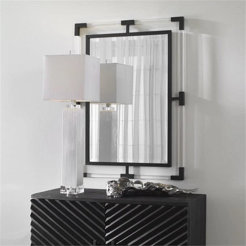 Uttermost Balkan Iron Metal and Clear Acrylic Mirror in Matte Black - Picture 3 of 6