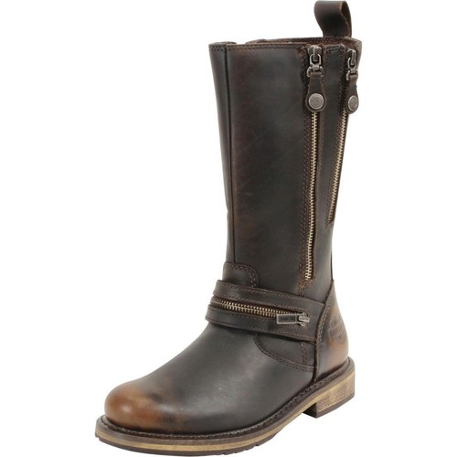 Harley Davidson Sackett Damen Biker Boots Braun Leder Double Zip Motorrad - Bild 2 von 8