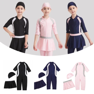 Muslimische Mädchen Kinder Modest Sommer Schwimmanzug Burkini Set Bademode  DF - Bild 1 von 4