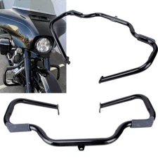 Black Engine Guard Crash Bar For 2009-2021 Harley Touring Road King Street Glide