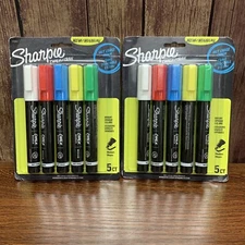 Sharpie Chalk Markers, Wet Erase, Assorted Colors, 5 Count x 2 Packs (10 Total)