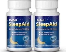 Sleep Aid, Diphenhydramine Softgels 50mg, Easy-to-Swallow, Supports Pack of 2⭐️⭐