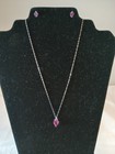 VJ 925 Synthetic Pink Heart Shaped Sapphire & Diamond Earrings & Necklace set — photo 1
