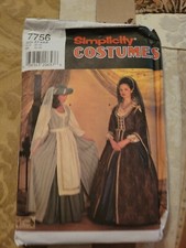Simplicity Pattern 7756 Costume Renaissance Medieval Womens 4 6 8 Vtg 1997 Uncut