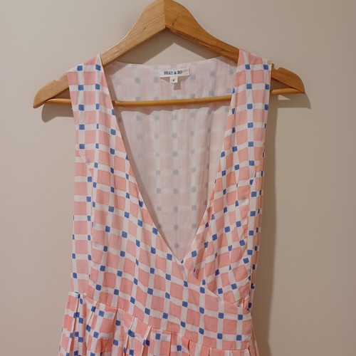 Tuckernuck Beau & Ro Wrap Maxi Dress Pink/White Belted Lined Cotton Size Small - Picture 2 of 9