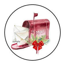 30 CHRISTMAS ENVELOPE SEALS LABELS STICKERS 1.5" ROUND LETTERS MAIL