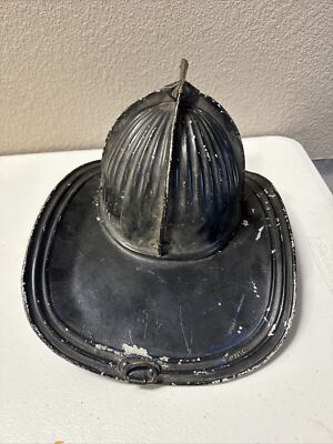 Vintage Cairns & Bro Metal Leather Firefighter Department Helmet