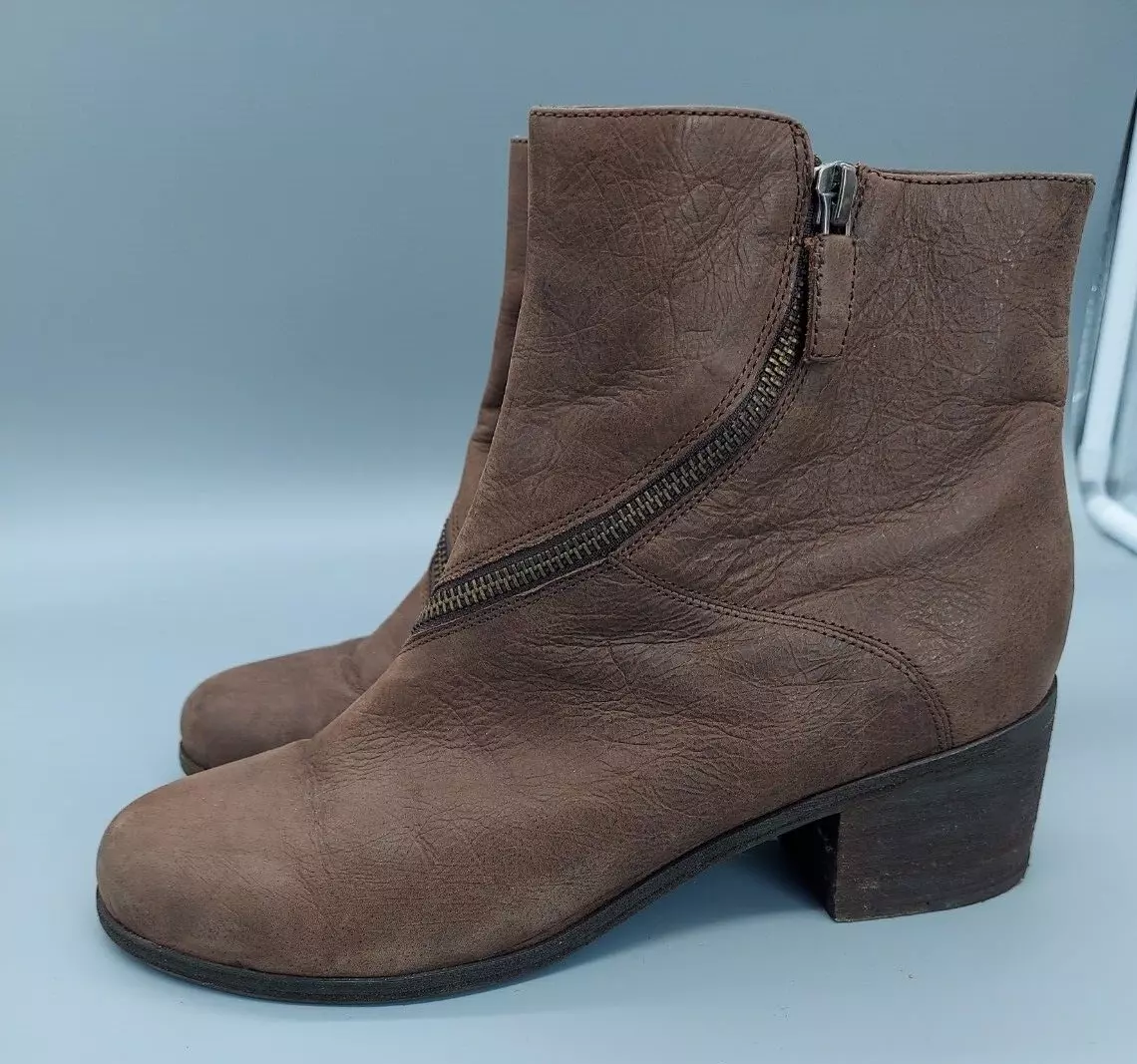 Eileen Fisher Vero Cuoio Womens Sz 9.5 Ankle Boots Brown Leather