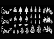 Pine Trees 30 pcs White Fused Glass Decals