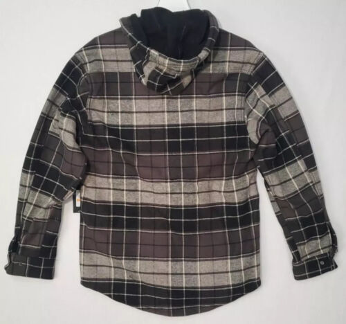 Wolverine Bucksaw Hooded Flannel Shirt Jacket Charcoal Plaid Small NWT - Picture 4 of 6