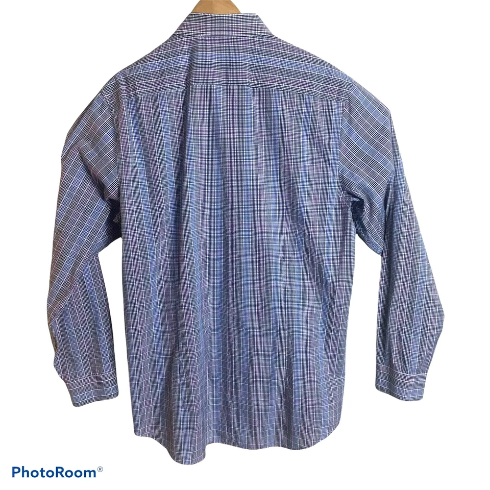 Camisa de vestir Kenneth Cole Reaction para hombre 17 34/35 a cuadros calce ajustado Dry-Tek fácil cuidado Foto 4 de 4