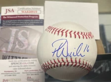 Patrick Wisdom Signed OML Baseball Chicago Cubs. JSA Witnessed