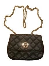 Payless Shoes Black purse bag crossbody evening party gold chain shoulder strap