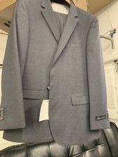 New 44R Mens Medium Grey Suit 100% Wool Super...
