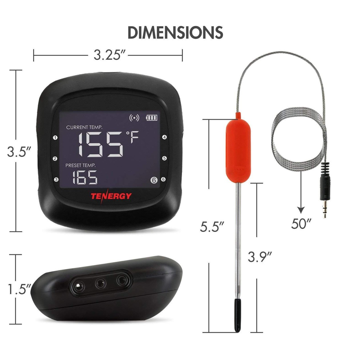 Tenergy Solis Digital Meat Thermometer App Controlled Wireless