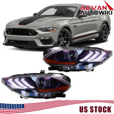 2018 2019 2020 2021 2022 23 Projector Headlights For Ford Mustang Front Lamp L+R