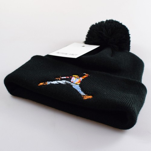 BIG Biggie x Jordan Slam Dunk Roll Up Black Bobble Beanie Hat by Actual Fact - Picture 3 of 3