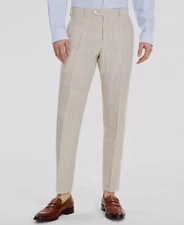 Tommy Hilfiger Men's Beige Linen Modern-Fit Trousers Dress Pants Size 40W 29L