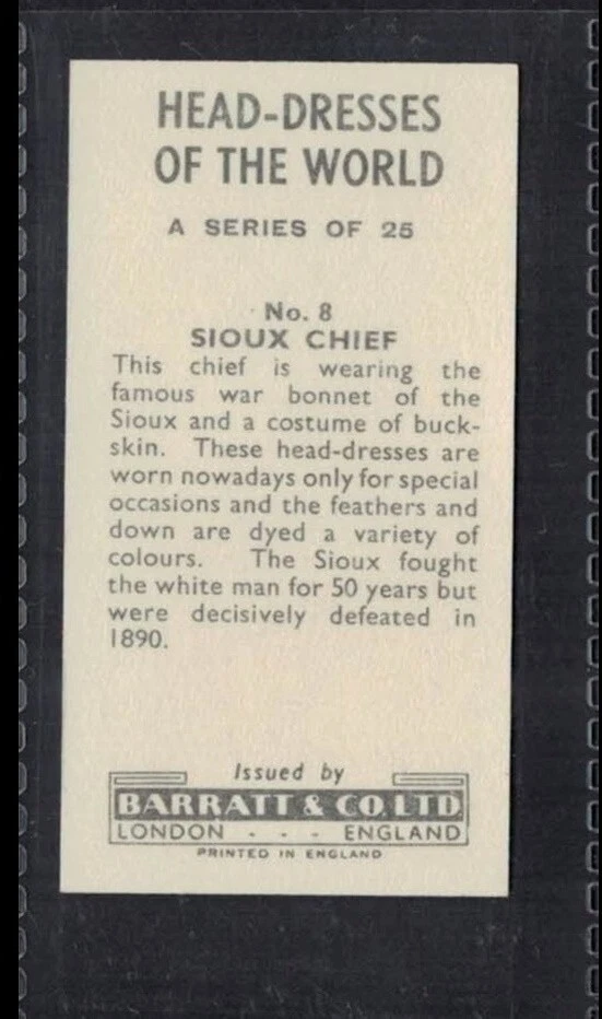 SIOUX CHIEF - Tarjeta comercial inglesa de 60 + años # 8 Foto 2 de 2