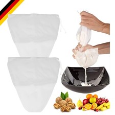 2 Nussmilchbeutel aus Nylon 30x30 cm V-Form Waschbar für Saft & Milch