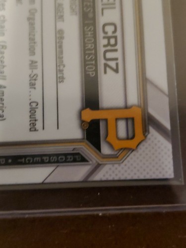 2021 BOWMAN CHROME SAPPHIRE BASE CARD PITTSBURGH PIRATES ONEIL CRUZ #BCP-24 - Photo 9 sur 10