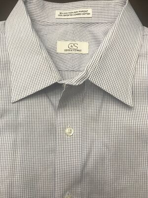 Cooper & Stewart Mens Dress Shirt Blue And White 18 34/35 EUC