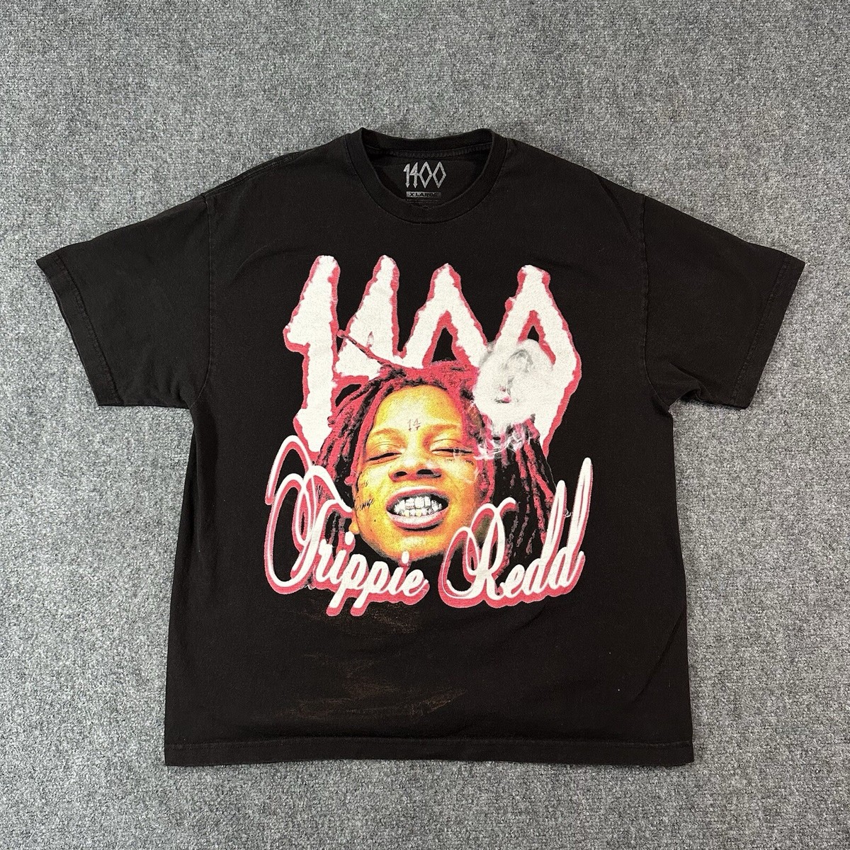 1400 Trippie Redd Face Logo Tee Shirt Size CL Men's Black